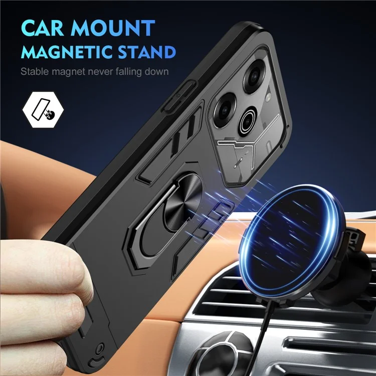 Für TECNO Pova 6 Pro 5G Case PC+TPU Kickstand Schutzhülle - Schwarz