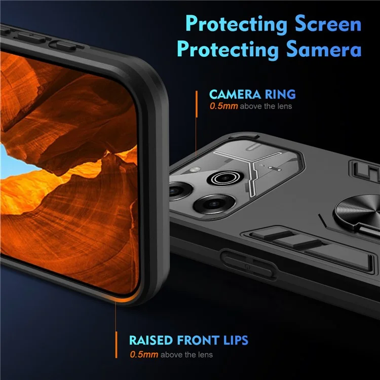 Für TECNO Pova 6 Pro 5G Case PC+TPU Kickstand Schutzhülle - Schwarz