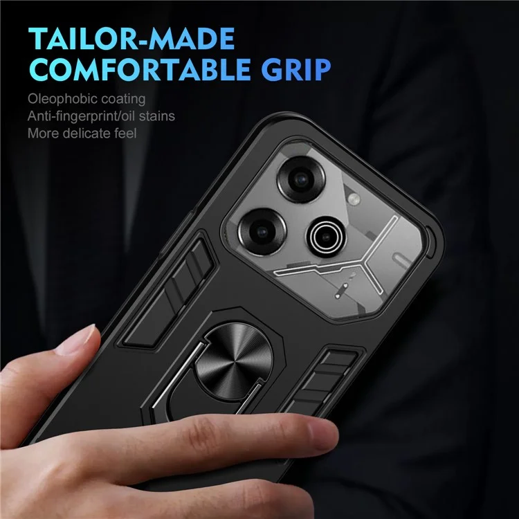 Für TECNO Pova 6 Pro 5G Case PC+TPU Kickstand Schutzhülle - Schwarz
