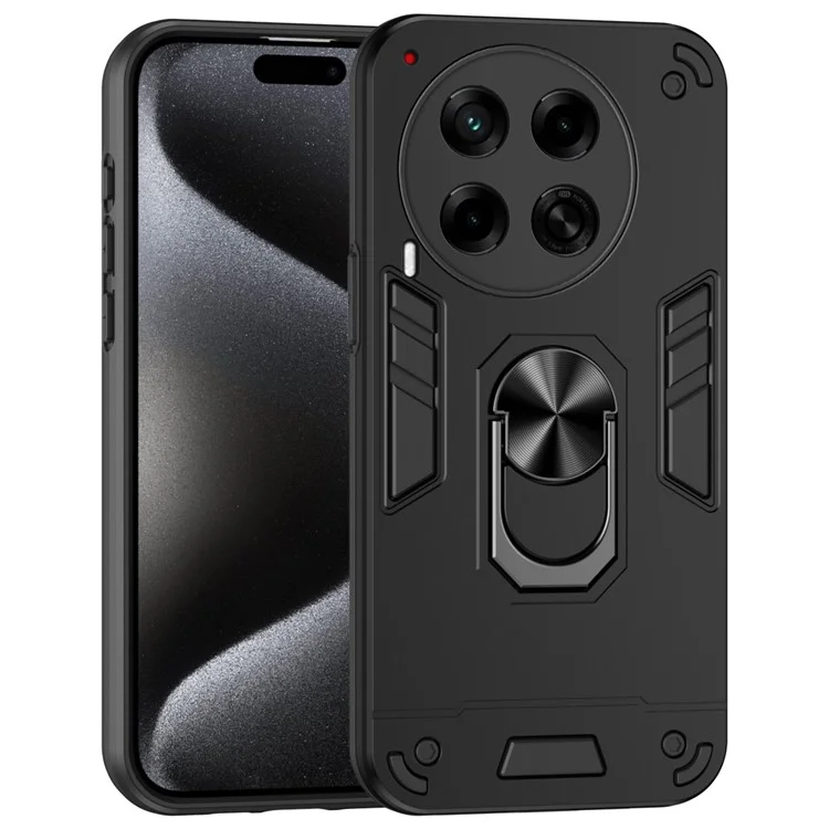 Für TECNO Camon 30 4G Case PC+TPU Drop Defend Handyhülle Unterstützung Magnetischer Autohalterung - Schwarz