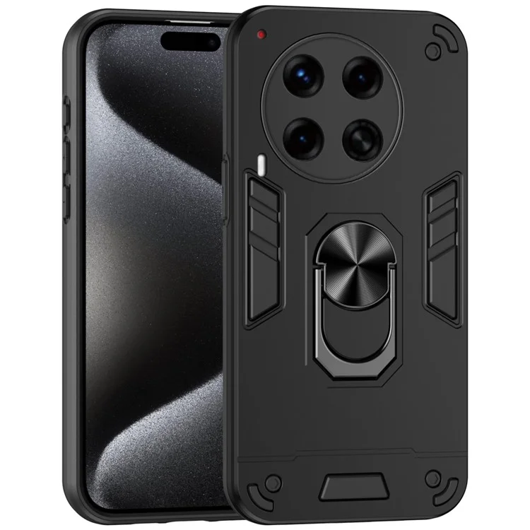 Für TECNO Camon 30 Premier 5G Case Kickstand PC+TPU 2-in-1 Anti-Drop Phone Cover - Schwarz