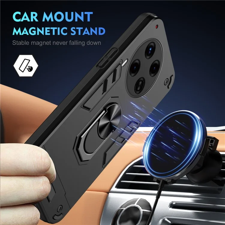 Für TECNO Camon 30 Premier 5G Case Kickstand PC+TPU 2-in-1 Anti-Drop Phone Cover - Schwarz
