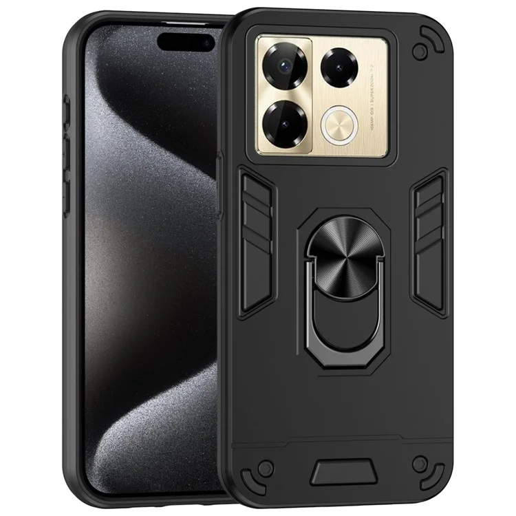 For Infinix Note 40 Pro 4G Kickstand Case PC+TPU Phone Cover Support Car Mount - Black