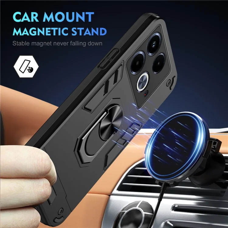 Pour Infinix Note 40 Coque Fine Avec Support Voiture - Noir