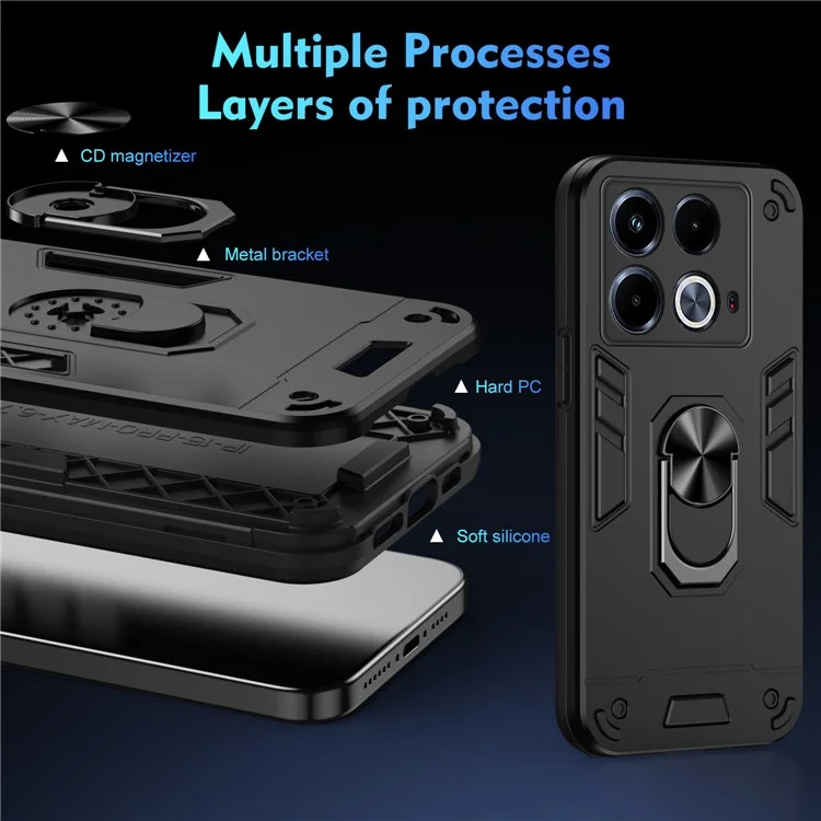 Pour Infinix Note 40 Coque Fine Avec Support Voiture - Noir