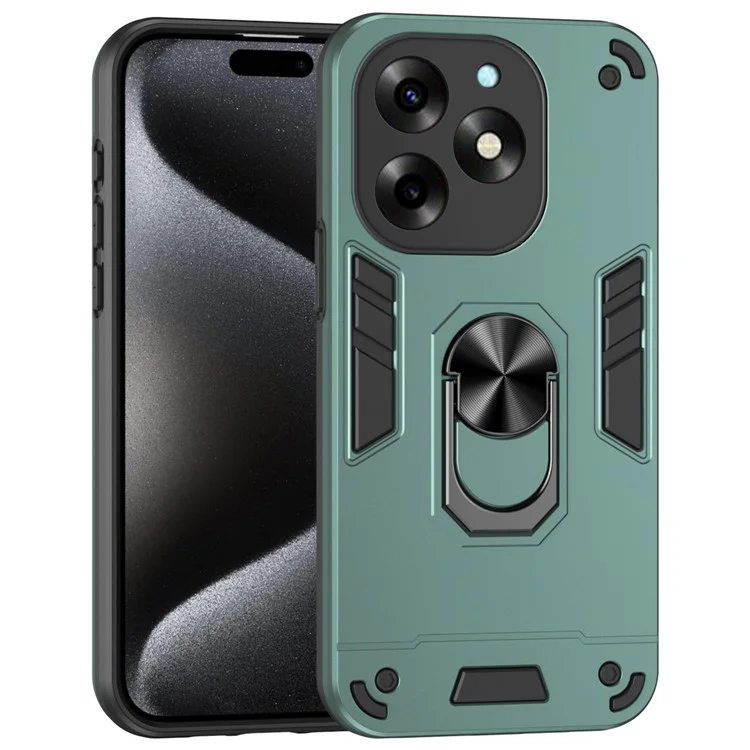 For itel S23+ Case Kickstand Hard PC Soft TPU Protective Phone Cover - Green