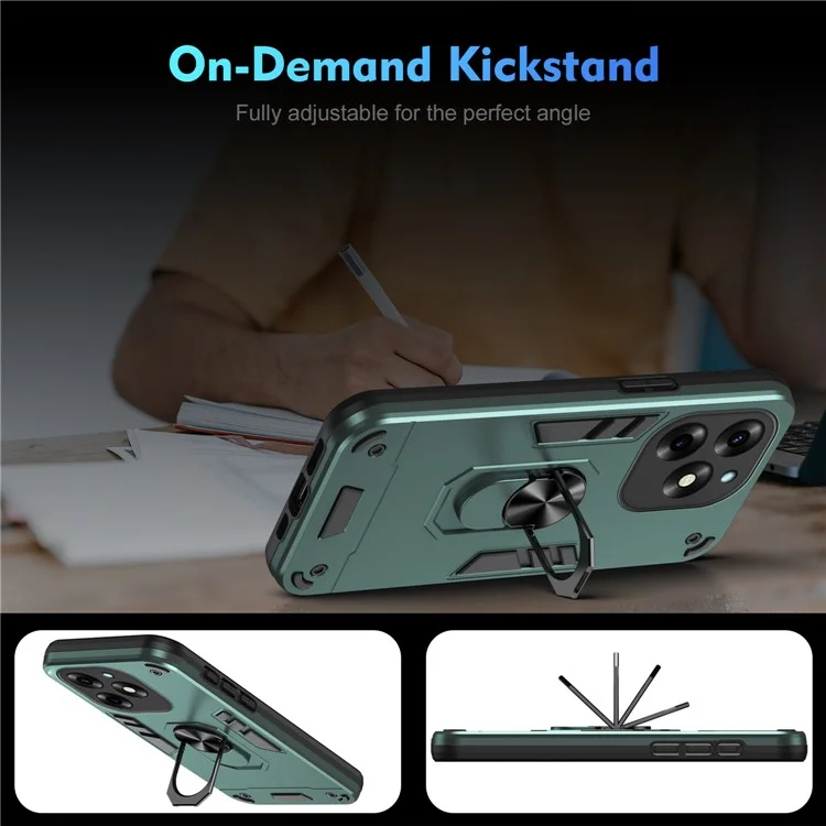 For itel S23+ Case Kickstand Hard PC Soft TPU Protective Phone Cover - Green