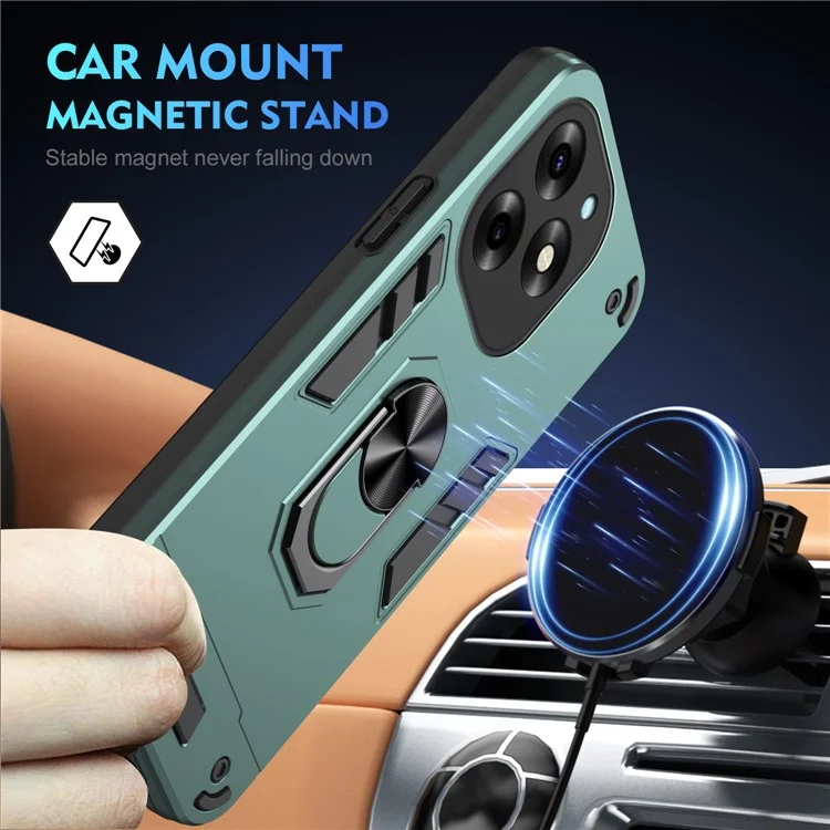 For itel S23+ Case Kickstand Hard PC Soft TPU Protective Phone Cover - Green