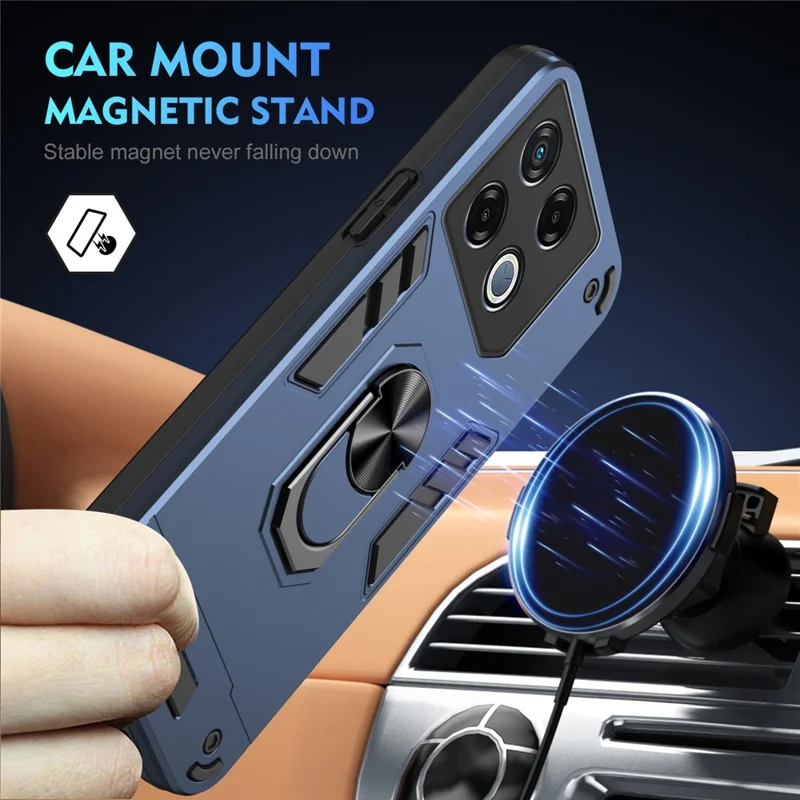 For Infinix GT 20 Pro 5G Case PC+TPU Ring Holder Kickstand Phone Cover - Blue