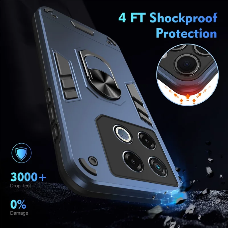 For Infinix GT 20 Pro 5G Case PC+TPU Ring Holder Kickstand Phone Cover - Blue