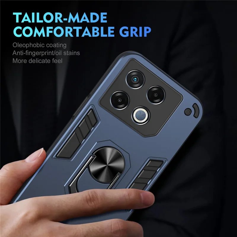 For Infinix GT 20 Pro 5G Case PC+TPU Ring Holder Kickstand Phone Cover - Blue