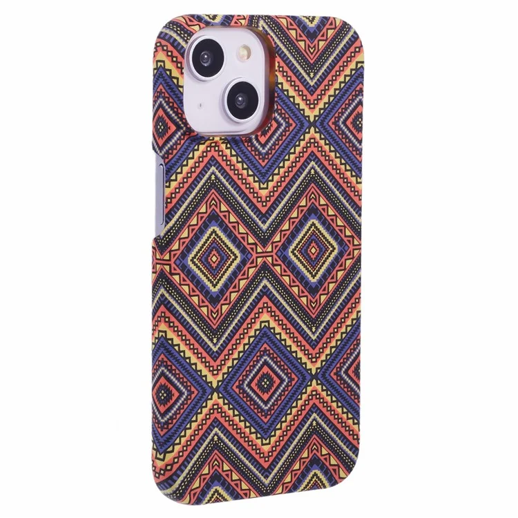 For iPhone 14 Case Water Transfer Printing Luminous Anti-Scratch PC Cell Phone Cover - Plaid
