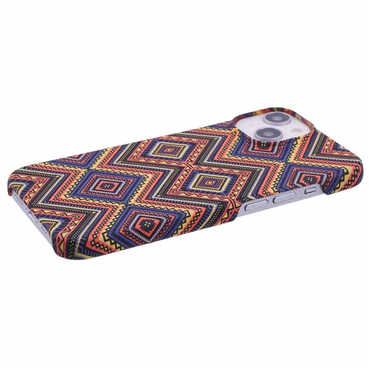 For iPhone 14 Case Water Transfer Printing Luminous Anti-Scratch PC Cell Phone Cover - Plaid