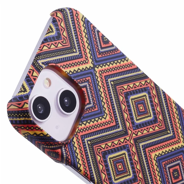 For iPhone 14 Case Water Transfer Printing Luminous Anti-Scratch PC Cell Phone Cover - Plaid