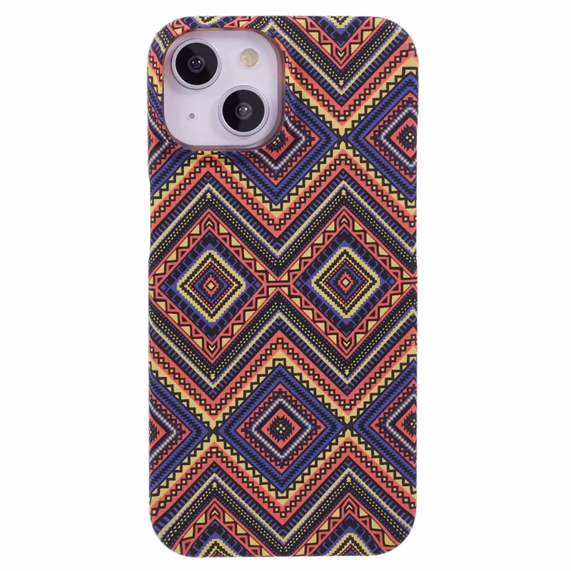 For iPhone 15 Case Water Transfer Printing Luminous Anti-Scratch PC Cell Phone Cover - Plaid