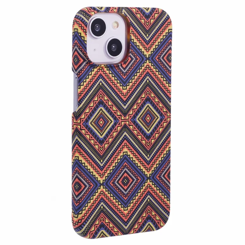For iPhone 15 Case Water Transfer Printing Luminous Anti-Scratch PC Cell Phone Cover - Plaid
