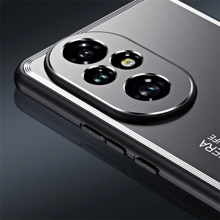 For Honor 200 Pro 5G Case Shockproof TPU+Aluminium Alloy Slim Phone Cover - Black