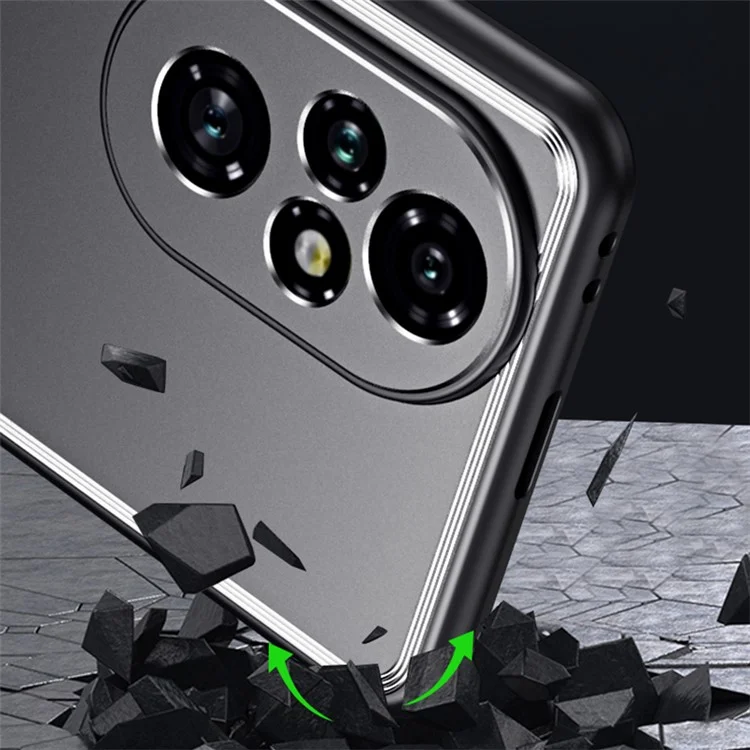 For Honor 200 Pro 5G Case Shockproof TPU+Aluminium Alloy Slim Phone Cover - Black