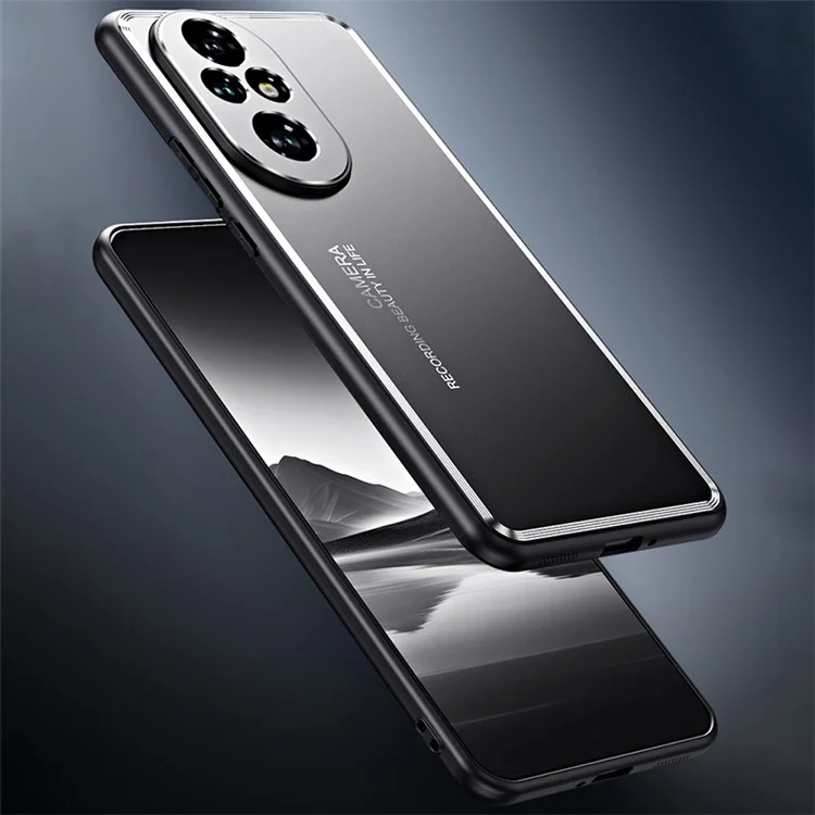 For Honor 200 Pro 5G Case Shockproof TPU+Aluminium Alloy Slim Phone Cover - Black
