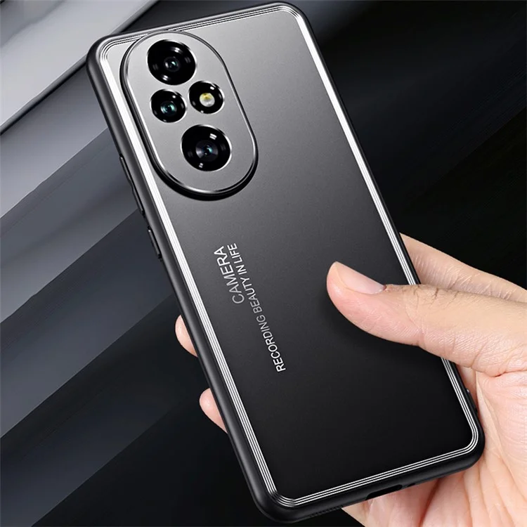 For Honor 200 Pro 5G Case Shockproof TPU+Aluminium Alloy Slim Phone Cover - Black