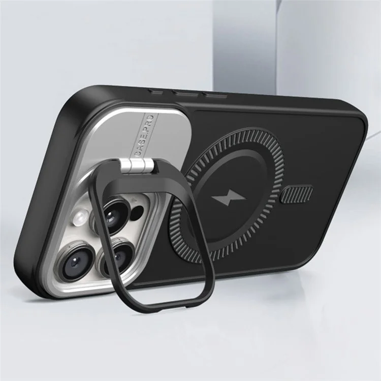 Für iPhone 13 Pro Max Magnetische Hülle PC+TPU Handyhülle mit Objektivrahmen Ständer - Titanium Grey