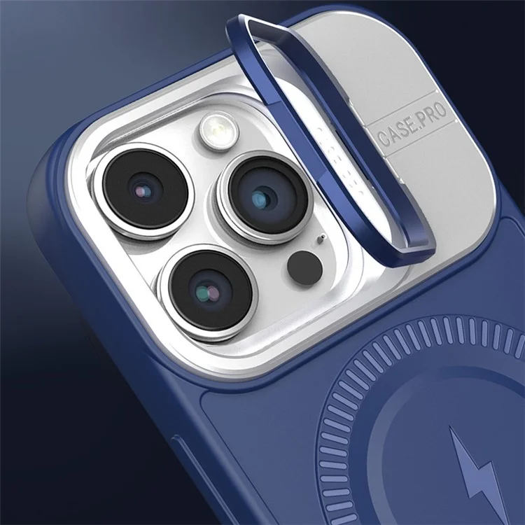 Für iPhone 13 Pro Max Magnetische Hülle PC+TPU Handyhülle mit Objektivrahmen Ständer - Titanium Grey