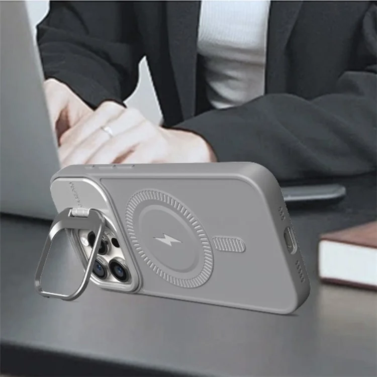 Étui pour iPhone 14 Pro Case Lens Frame Kickstand PC+TPU - Noir