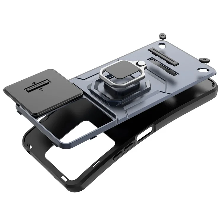 Für Xiaomi Redmi 13 5G / 13 4G Hülle Camshield Kickstand PC+TPU Handyhülle - Schwarz