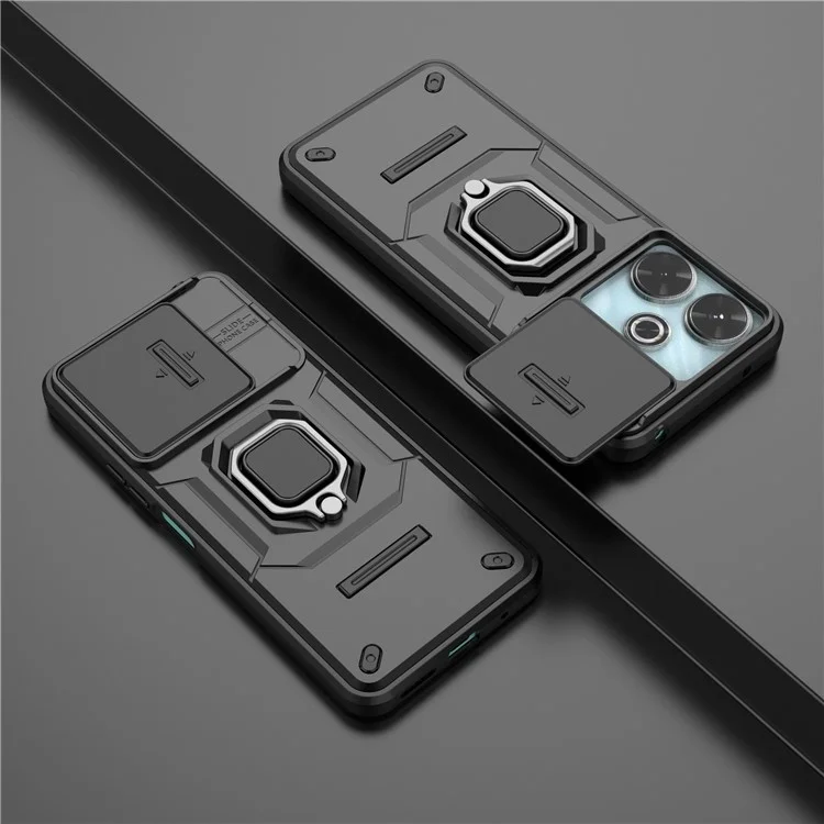 Für Xiaomi Redmi 13 5G / 13 4G Hülle Camshield Kickstand PC+TPU Handyhülle - Schwarz