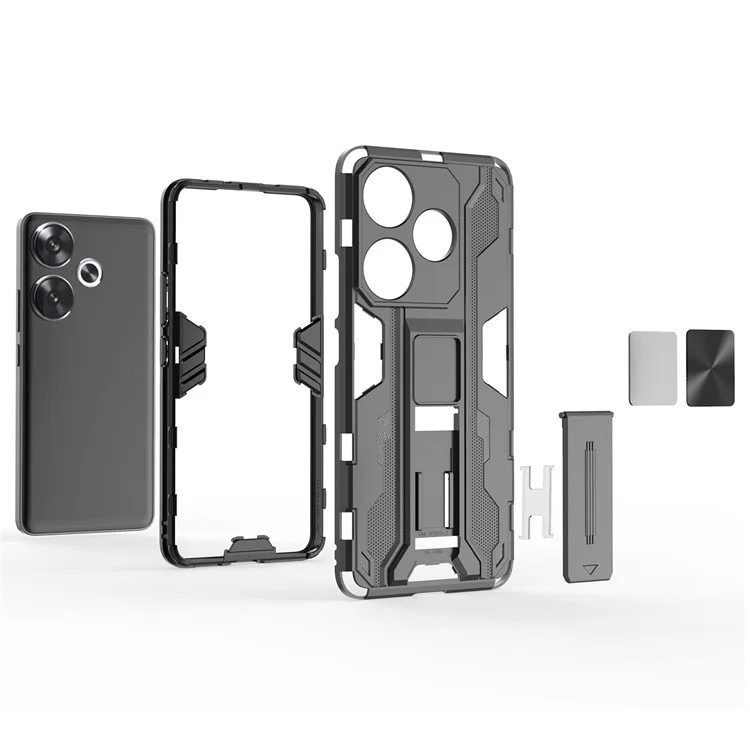 For Xiaomi Redmi Turbo 3 5G / Poco F6 5G Case PC + TPU Tough Armor Phone Cover with Kickstand - Blue