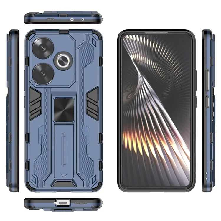 For Xiaomi Redmi Turbo 3 5G / Poco F6 5G Case PC + TPU Tough Armor Phone Cover with Kickstand - Blue