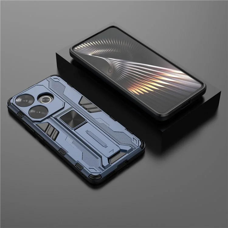 For Xiaomi Redmi Turbo 3 5G / Poco F6 5G Case PC + TPU Tough Armor Phone Cover with Kickstand - Blue