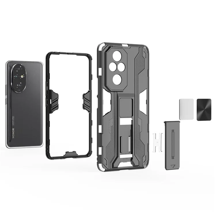 Coque 5G Pro 200 For Honor PC + TPU à protection antichute avec support caché - Gris