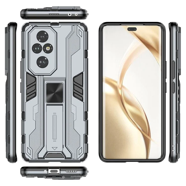 Coque 5G Pro 200 For Honor PC + TPU à protection antichute avec support caché - Gris