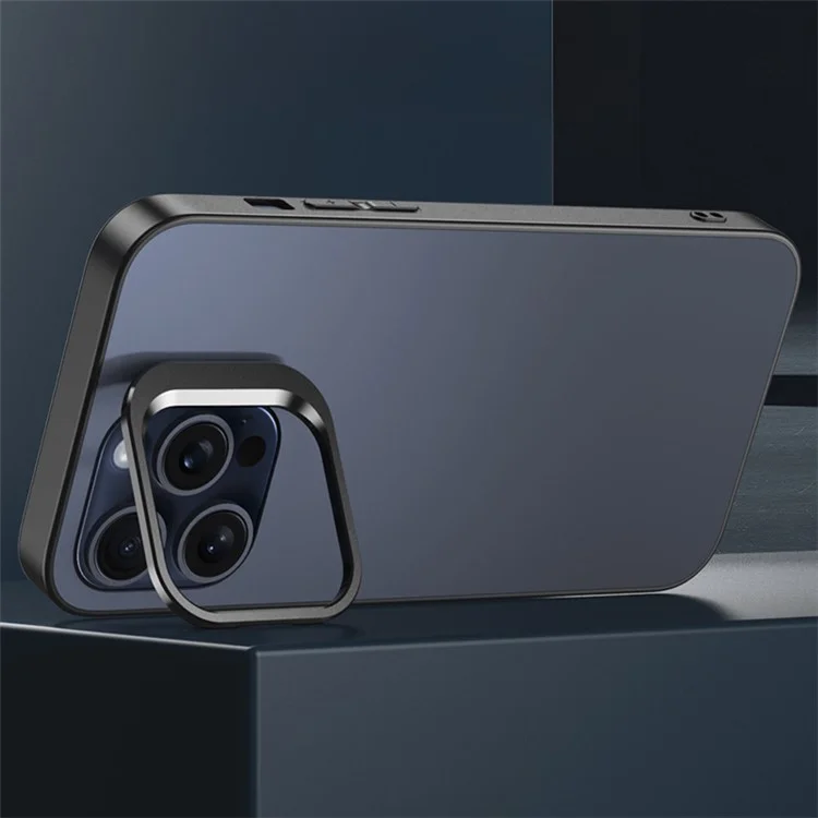 Pour iPhone 14 Pro Matte Back Case Kickstand PC+TPU Phone Cover - Gris foncé