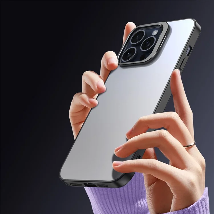 Pour iPhone 14 Pro Matte Back Case Kickstand PC+TPU Phone Cover - Gris foncé