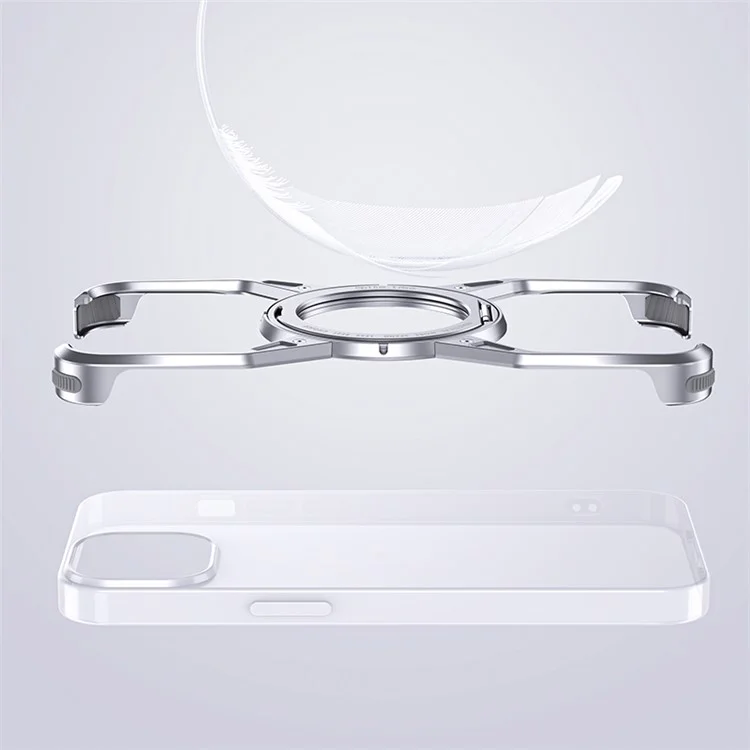 Para iPhone 15 Pro / 14 Pro / 13 Pro Bumper Case Aleación de Aluminio Borde Sin Borde Cubierta de Teléfono Soporte - Gris