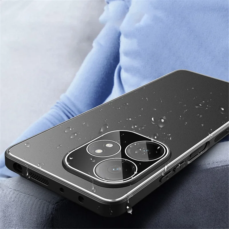 Para Realme GT Neo6 5G Case PC+TPU Anti-Drop Matte Phone Cover com Tempered Glass Lens Cover - Preto