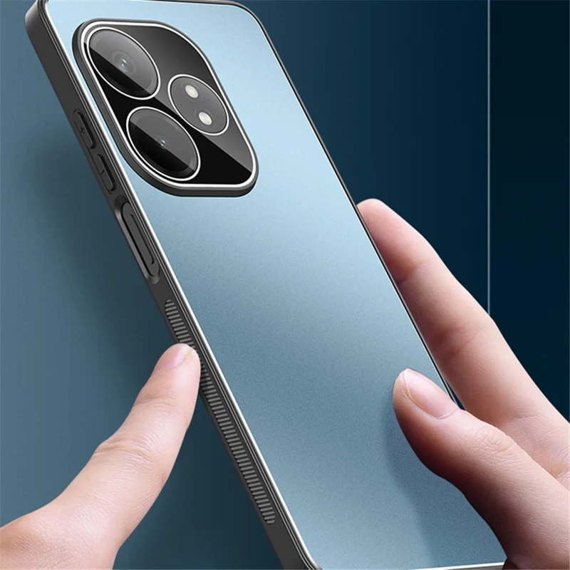Para Realme GT Neo6 5G Case PC+TPU Anti-Drop Matte Phone Cover com Tempered Glass Lens Cover - Preto