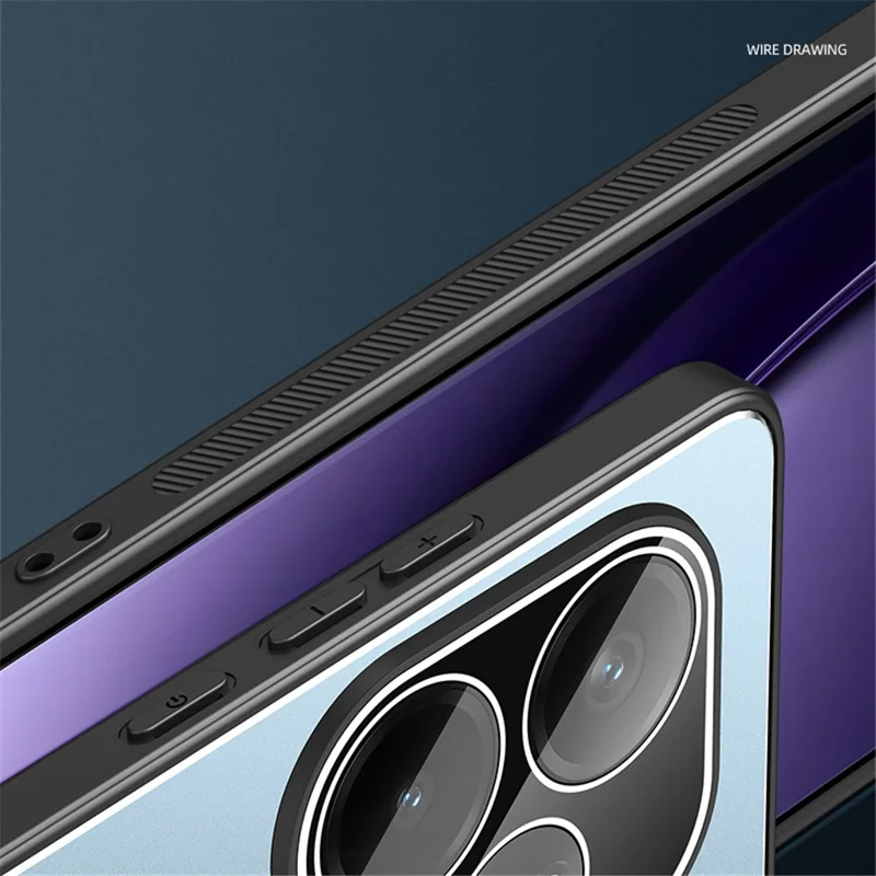 Para Realme GT Neo6 5G Case PC+TPU Anti-Drop Matte Phone Cover com Tempered Glass Lens Cover - Preto