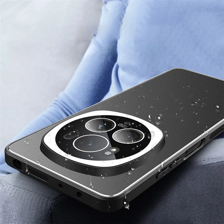 For Honor Magic6 Pro 5G Case PC+TPU Matte Phone Cover with Tempered Glass Lens Film - Black