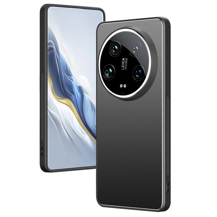 Para el caso Xiaomi 14 Ultra PC+TPU Cubierta de teléfono mate con película de lente de vidrio templado - Negro