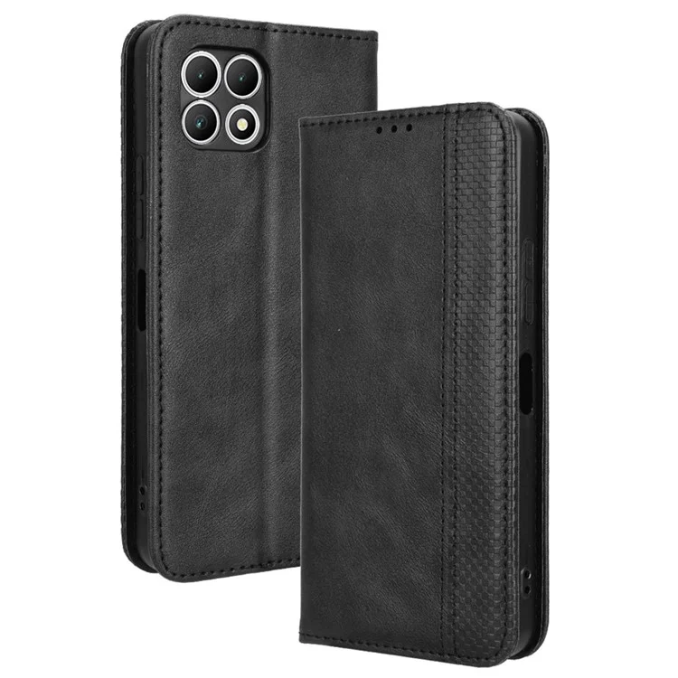 Para T-Mobile REVVL 7 / T Phone 2 Funda Cierre Magnético Retro de Piel - Negro