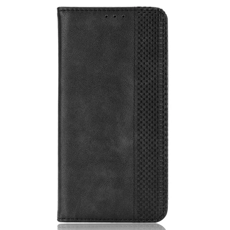 Para T-Mobile REVVL 7 / T Phone 2 Funda Cierre Magnético Retro de Piel - Negro