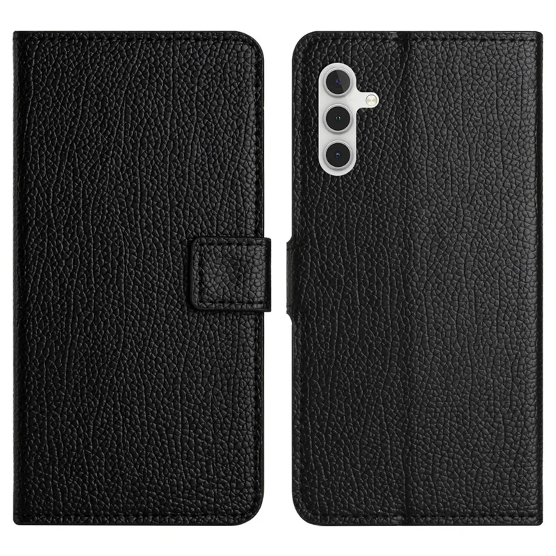 Für Samsung Galaxy S24 FE Hülle Wallet Litchi Struktur Leder Handyhülle - Schwarz