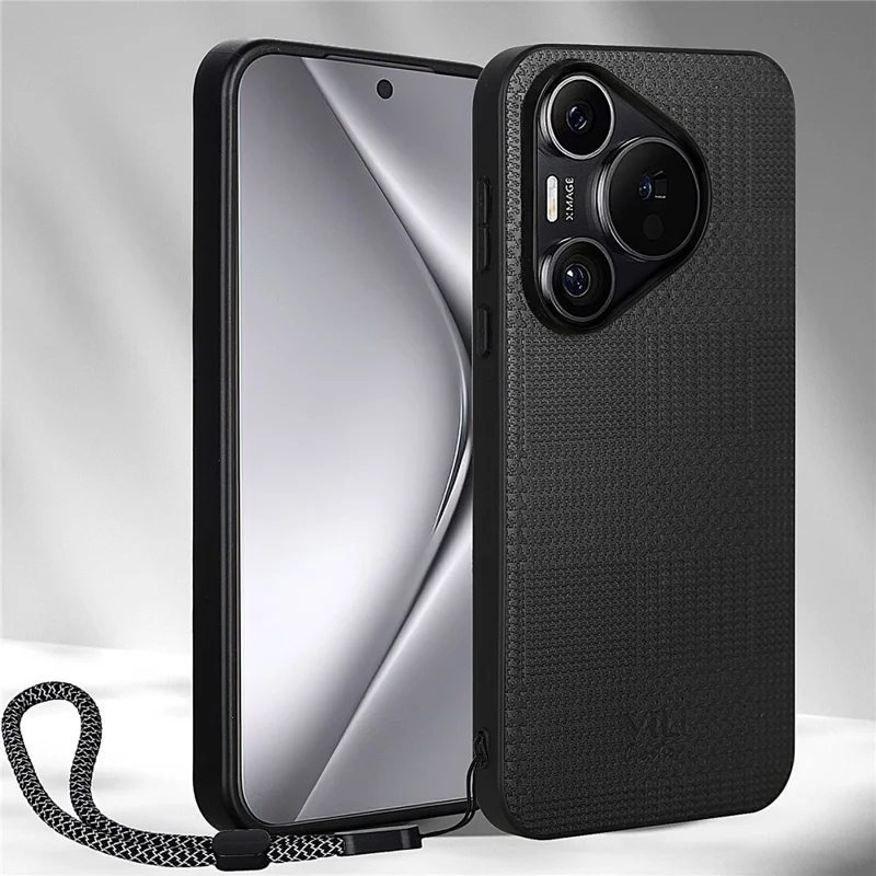 VILI TH Series for Huawei Pura 70 Case Leather Coated TPU + PC Anti-Slip Texture Phone Cover - Black