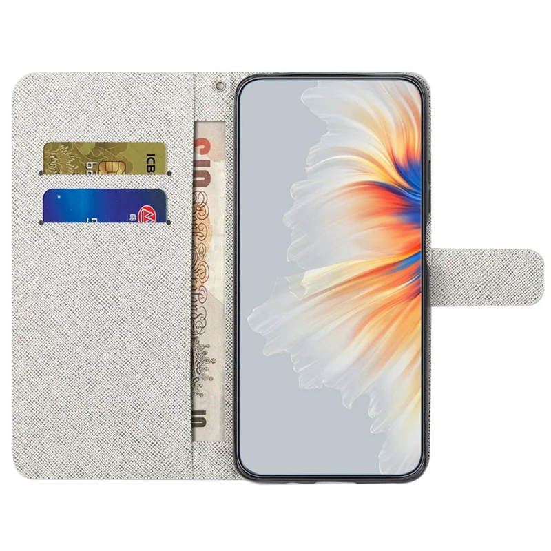For Motorola Moto E14 4G / G04 4G / G04s 4G / G24 4G Case Leather Phone Cover Cross Texture Pattern Printing - Cat and Tree