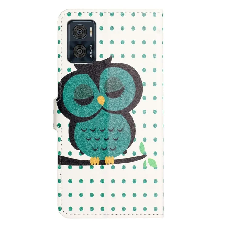 Per Motorola Moto E14 4G / G04 4G / G04s 4G / G24 4G Custodia Pattern Leather Phone Cover Card / Cash Slots - Pois / Gufo
