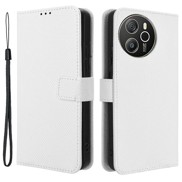 Pour Blackview Shark 8 / Oscal Tiger 12 Étui Diamond Texture Leather Phone Cover Wallet - Blanc