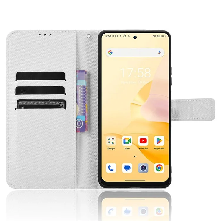 Pour Blackview Shark 8 / Oscal Tiger 12 Étui Diamond Texture Leather Phone Cover Wallet - Blanc